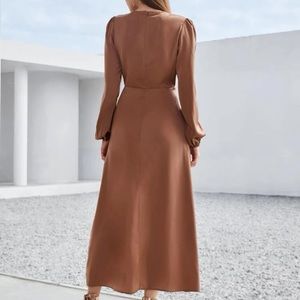 Satin wrap dress tied waist